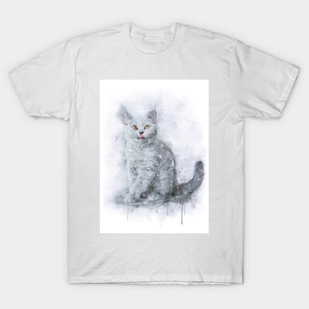 British shorthair kitten watercolor T-Shirt by PetsArt